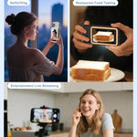 Dispositivo wireless per la duplicazione dello schermo posteriore dello smartphone con luce di riempimento, Bluetooth per esterni, display magnetico per selfie