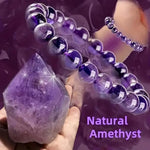 Bracciale con perline di ametista naturale, pietra curativa viola, bracciale elastico, gioiello con gemma per meditazione spirituale e consapevole, regalo ideale.