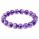 Bracciale con perline di ametista naturale, pietra curativa viola, bracciale elastico, gioiello con gemma per meditazione spirituale e consapevole, regalo ideale.