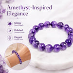 Bracciale con perline di ametista naturale, pietra curativa viola, bracciale elastico, gioiello con gemma per meditazione spirituale e consapevole, regalo ideale.