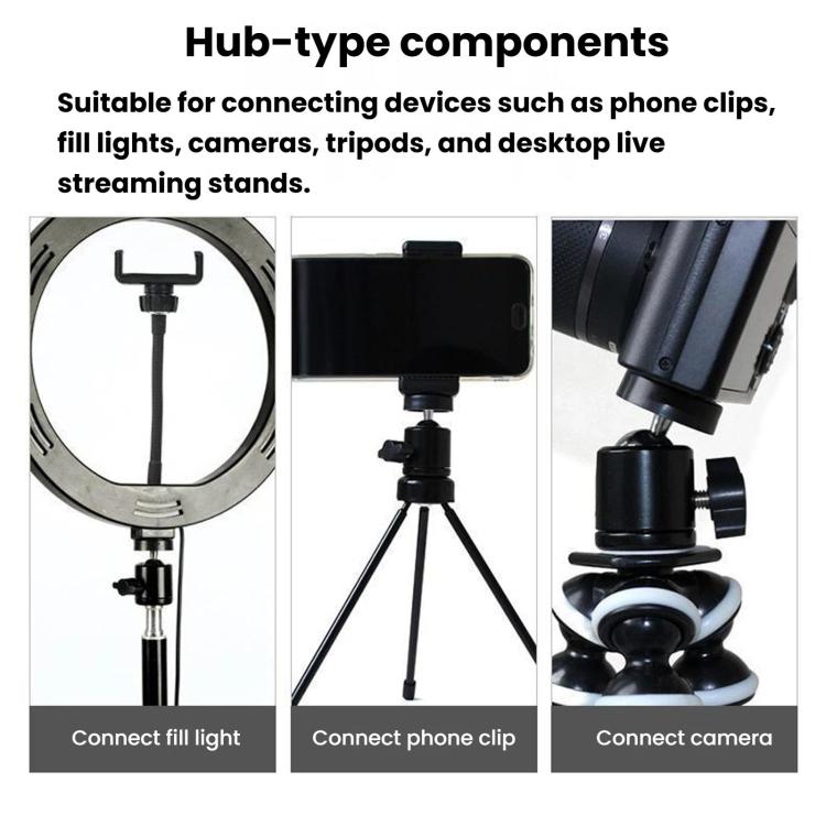 Supporto per smartphone Live Stand e treppiede con morsetto girevole, supporto multifunzionale a 360 gradi per riprese dall'alto, 1/4 Tripod Head + Clamp, Tripod Head