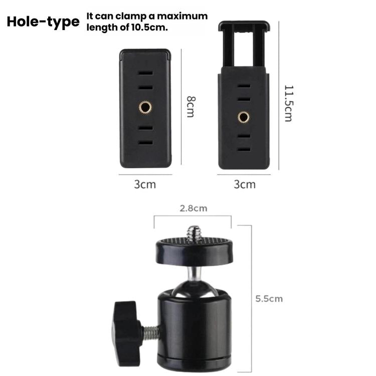 Supporto per smartphone Live Stand e treppiede con morsetto girevole, supporto multifunzionale a 360 gradi per riprese dall'alto, 1/4 Tripod Head + Clamp, Tripod Head