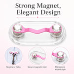 Portaocchiali magnetico, spilla magnetica, portatarga, clip per auricolari e occhiali, Pink Lacquer Finish, Pink Foundation With White Diamonds, Pink Foundation With Pearls, Dark Blue, Emerald Green, Porcelain Green, Light Blue, Bright Red             ...
