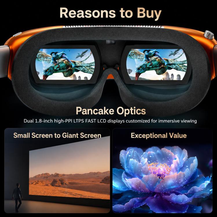 Visore VR intelligente 4K Ultra HD con proiezione 3D da 1.000 pollici, visore da gioco universale, WIFI Orange, WIFI Black, DP Orange, DP Black, WIFI Orange+TX Cable, WIFI Black+TX Cable, DP Orange+HDMI To DP cable, DP Black+HDMI To DP cable