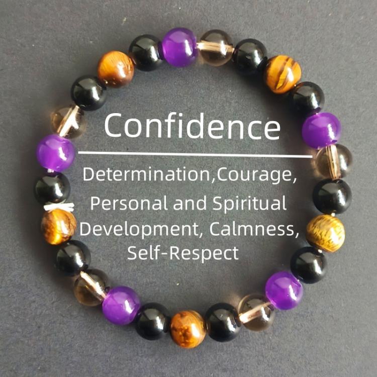 Bracciale con perline di cristallo naturale per uomo e donna, bracciale energetico in ametista da 8 mm per fiducia in se stessi, meditazione, yoga, regalo
