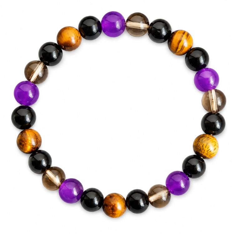 Bracciale con perline di cristallo naturale per uomo e donna, bracciale energetico in ametista da 8 mm per fiducia in se stessi, meditazione, yoga, regalo