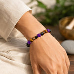 Bracciale con perline di cristallo naturale per uomo e donna, bracciale energetico in ametista da 8 mm per fiducia in se stessi, meditazione, yoga, regalo