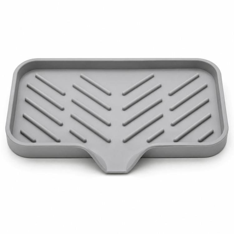Ampio porta spugna in silicone per lavello da cucina e bagno, vassoio inclinato di 5 gradi con beccuccio di scarico