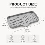 Ampio porta spugna in silicone per lavello da cucina e bagno, vassoio inclinato di 5 gradi con beccuccio di scarico