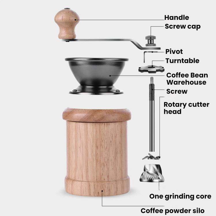 Macinacaffè manuale piccolo, portatile e regolabile, Beechwood Small, Beechwood Large, Black Walnut Small, Black Walnut Large, Beechwood Long, Oak Natural Color, Oak Coffee Color