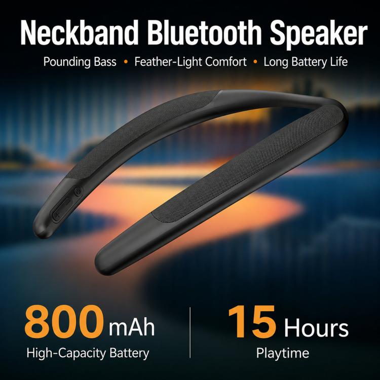 Altoparlante Bluetooth wireless a fascia da collo, portatile, per sport all'aria aperta e corsa.