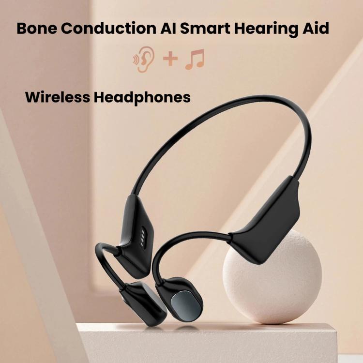 Auricolari a conduzione ossea HD con riduzione del rumore, design aperto, wireless Bluetooth, per apparecchi acustici., Black