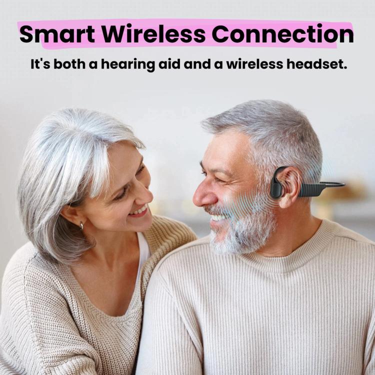 Auricolari a conduzione ossea HD con riduzione del rumore, design aperto, wireless Bluetooth, per apparecchi acustici., Black