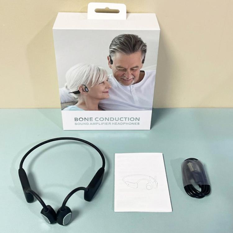 Auricolari a conduzione ossea HD con riduzione del rumore, design aperto, wireless Bluetooth, per apparecchi acustici., Black