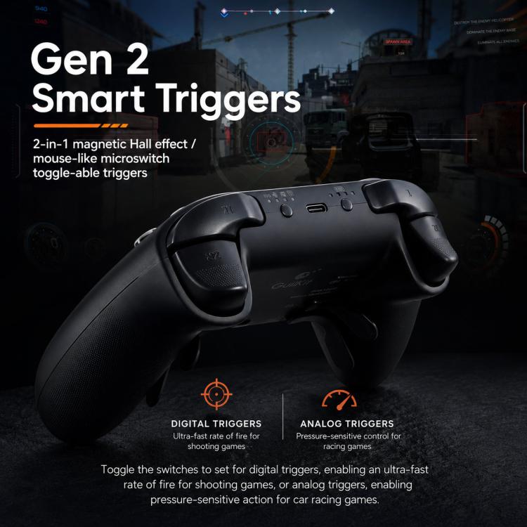 Controller wireless GuliKit TT MAX con joystick TMR regolabili a 720 gradi e gamepad con motore a levitazione magnetica per Switch/Switch 2, PC e iOS., TT MAX Black, TT MAX Grey