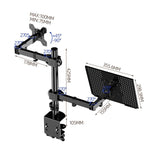 Laptop Monitor Dual-Arm Rotating Clamp Desktop Stand, ZX-MT025