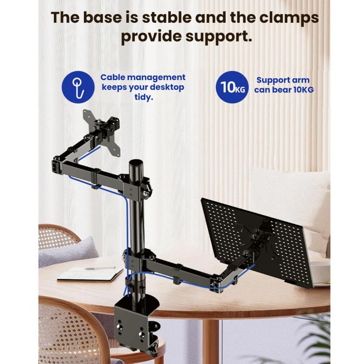 Laptop Monitor Dual-Arm Rotating Clamp Desktop Stand, ZX-MT025