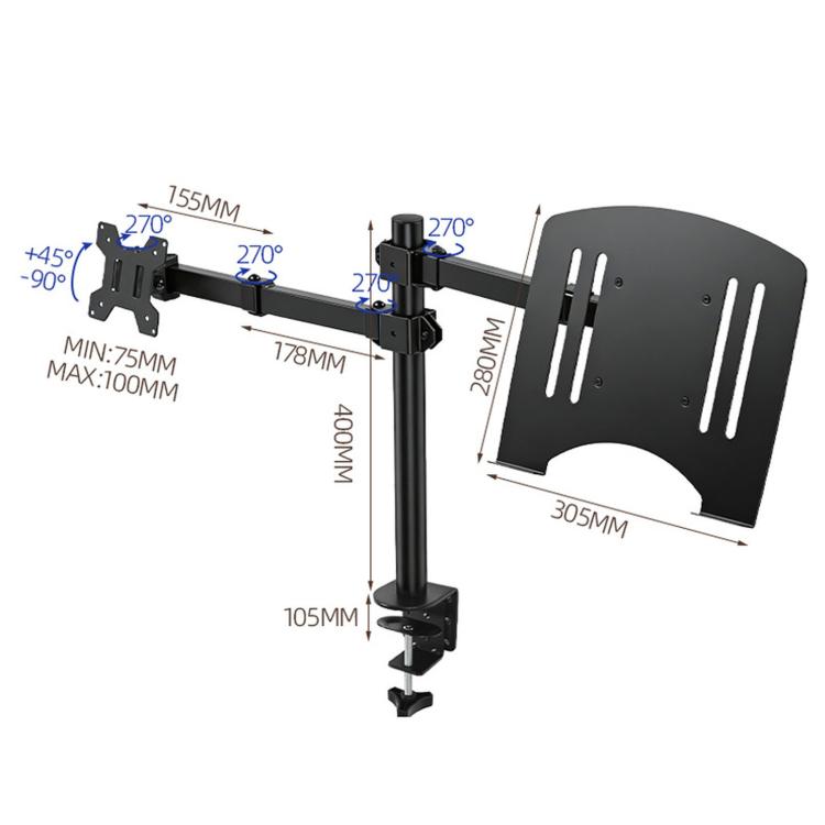 10-32 Inch Desktop Monitor Cantilever Lifting And Rotating Tray Stand, ZX-MT025S