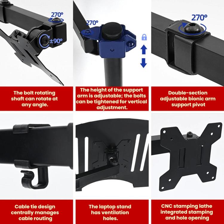 10-32 Inch Desktop Monitor Cantilever Lifting And Rotating Tray Stand, ZX-MT025S