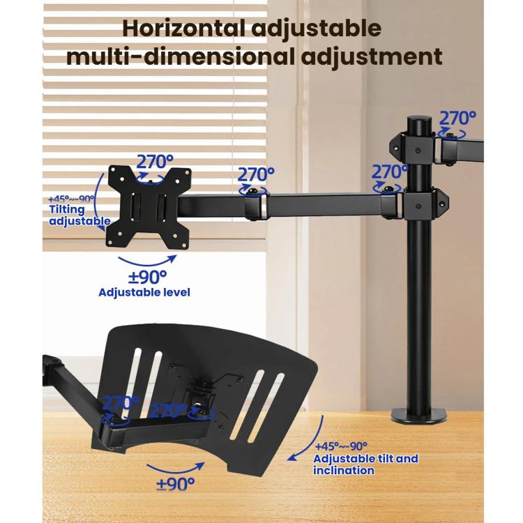 10-32 Inch Desktop Monitor Cantilever Lifting And Rotating Tray Stand, ZX-MT025S