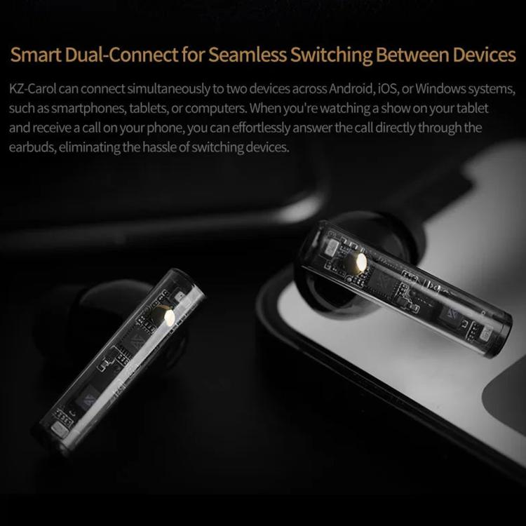 Auricolari Bluetooth KZ-Carol con riduzione attiva del rumore, tecnologia Hi-Fi ANC (Active Noise Cancellation), auricolari TWS., Carol