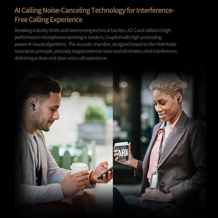 Auricolari Bluetooth KZ-Carol con riduzione attiva del rumore, tecnologia Hi-Fi ANC (Active Noise Cancellation), auricolari TWS., Carol