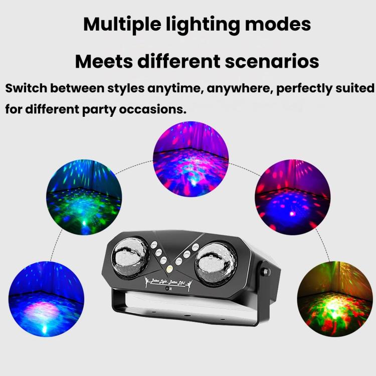 EMS-38 Faro da palcoscenico a doppia sfera magica a LED, lampada d'atmosfera laser rotante colorata, USB, US Plug, EU Plug