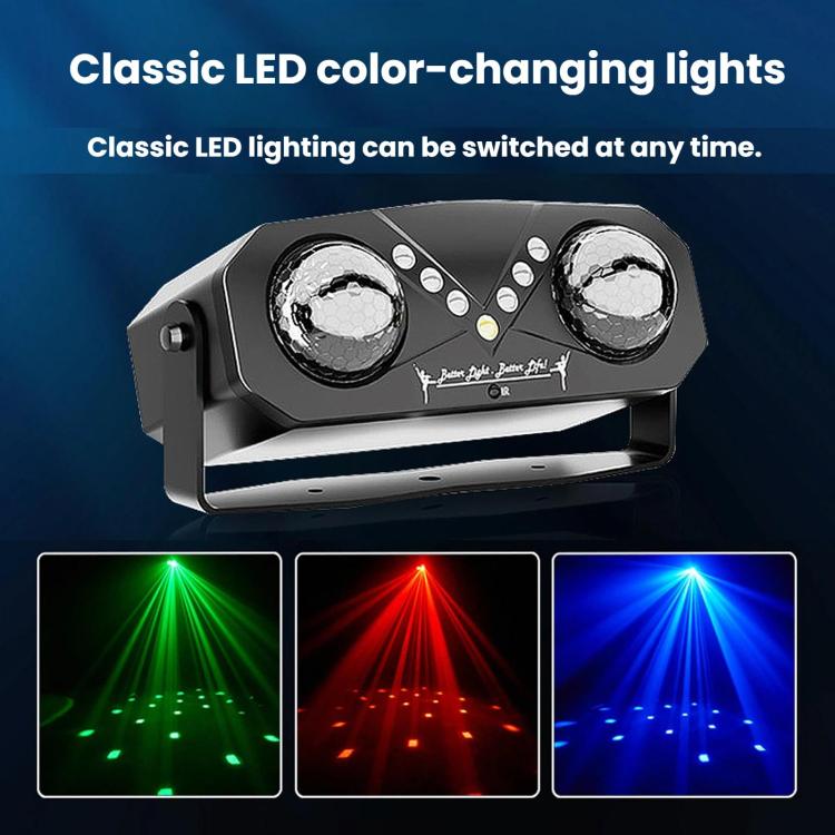 EMS-38 Faro da palcoscenico a doppia sfera magica a LED, lampada d'atmosfera laser rotante colorata, USB, US Plug, EU Plug