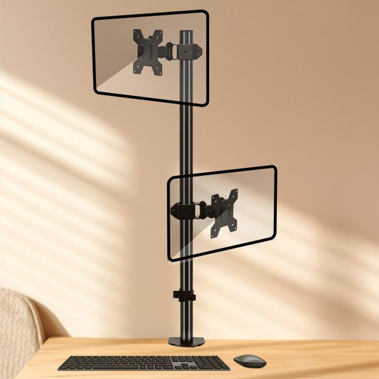 Dual-screen Monitor Mount No-drill Rotating Stand Height Adjustable Base, ZX-MT028