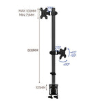 Dual-screen Monitor Mount No-drill Rotating Stand Height Adjustable Base, ZX-MT028