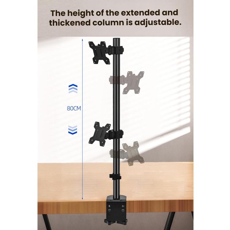 Dual-screen Monitor Mount No-drill Rotating Stand Height Adjustable Base, ZX-MT028