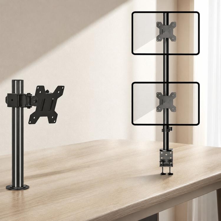 Dual-screen Monitor Mount No-drill Rotating Stand Height Adjustable Base, ZX-MT028