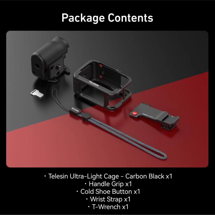 Kit TELESIN StreetGrip per DJI Osmo Action 5 Pro/4/3, gabbia per fotocamera in lega di alluminio con impugnatura., For DJI Osmo Action 5 Pro/4/3