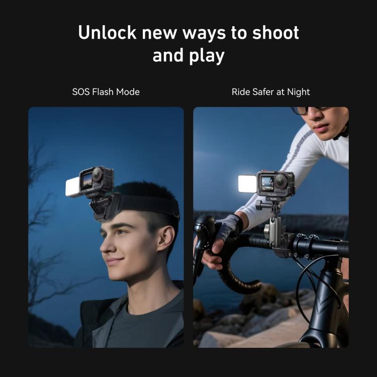 Per DJI Action 5 Pro/4/3 TELESIN Mini luce di riempimento per vlog a sgancio rapido, impermeabile IPX5, luce video a LED magnetica con 3 temperature di colore, For DJI Action 5 Pro/4/3