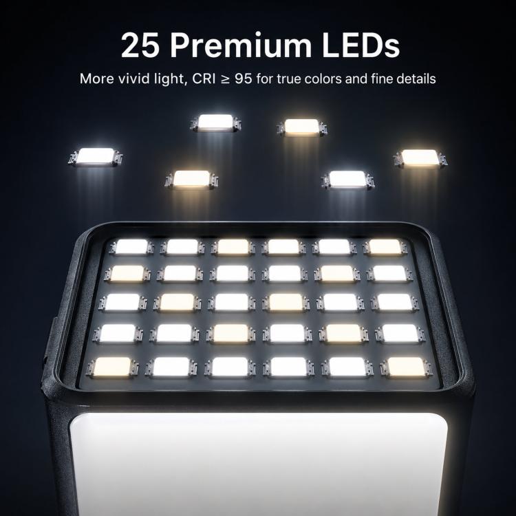 Per DJI Action 5 Pro/4/3 TELESIN Mini luce di riempimento per vlog a sgancio rapido, impermeabile IPX5, luce video a LED magnetica con 3 temperature di colore, For DJI Action 5 Pro/4/3