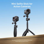 TELESIN Mini Selfie Stick Treppiede 3.0 per Action Camera Asta in alluminio estensibile da 18-46 cm con testa a sfera a 360 gradi, S1-MNP-16