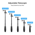 TELESIN Mini Selfie Stick Treppiede 3.0 per Action Camera Asta in alluminio estensibile da 18-46 cm con testa a sfera a 360 gradi, S1-MNP-16