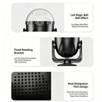 Mini lampada a LED con testa mobile e sfera magica per creare atmosfera, ideale per feste in casa, bar e palcoscenici., No Bluetooth With Remote Control, No Bluetooth No Remote Control, With Bluetooth With Remote Control, With Bluetooth No Remote Control