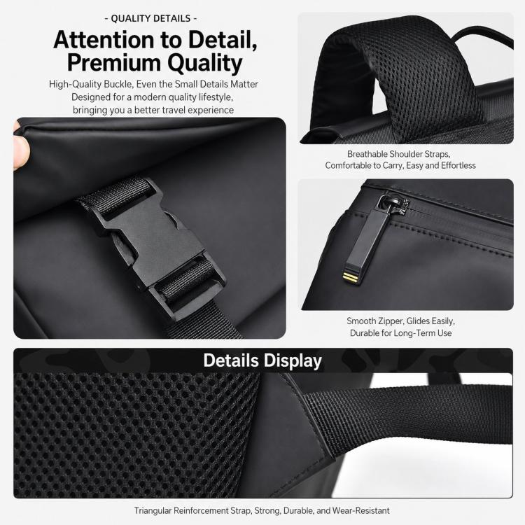 WEIXIER WD2625 Zaino da uomo minimalista impermeabile di grande capacità per lavoro e laptop
