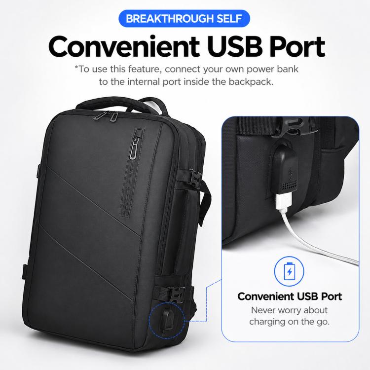 Zaino WEIXIER B683 di grande capacità espandibile per uomo, ideale per lavoro e laptop.