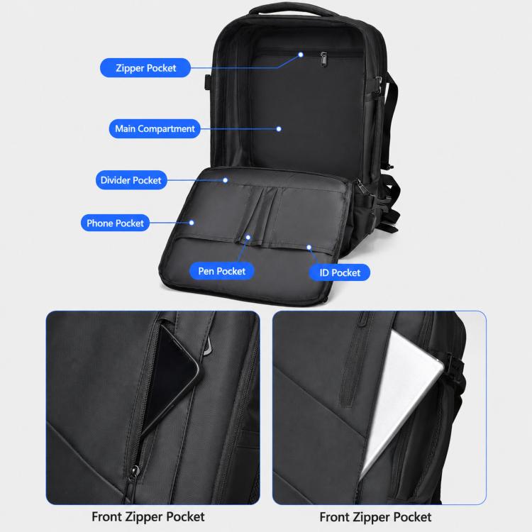 Zaino WEIXIER B683 di grande capacità espandibile per uomo, ideale per lavoro e laptop.