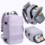 Zaino da viaggio per uomo e donna, con scomparto per laptop e porta USB, porta scarpe, separazione per indumenti bagnati/asciutti, impermeabile e di grande capacità.