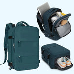 Zaino da viaggio per uomo e donna, con scomparto per laptop e porta USB, porta scarpe, separazione per indumenti bagnati/asciutti, impermeabile e di grande capacità.