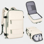 Zaino da viaggio per uomo e donna, con scomparto per laptop e porta USB, porta scarpe, separazione per indumenti bagnati/asciutti, impermeabile e di grande capacità.