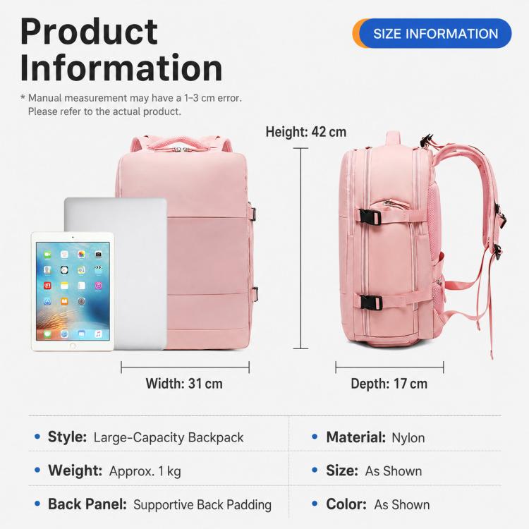 Zaino da viaggio per uomo e donna, con scomparto per laptop e porta USB, porta scarpe, separazione per indumenti bagnati/asciutti, impermeabile e di grande capacità.