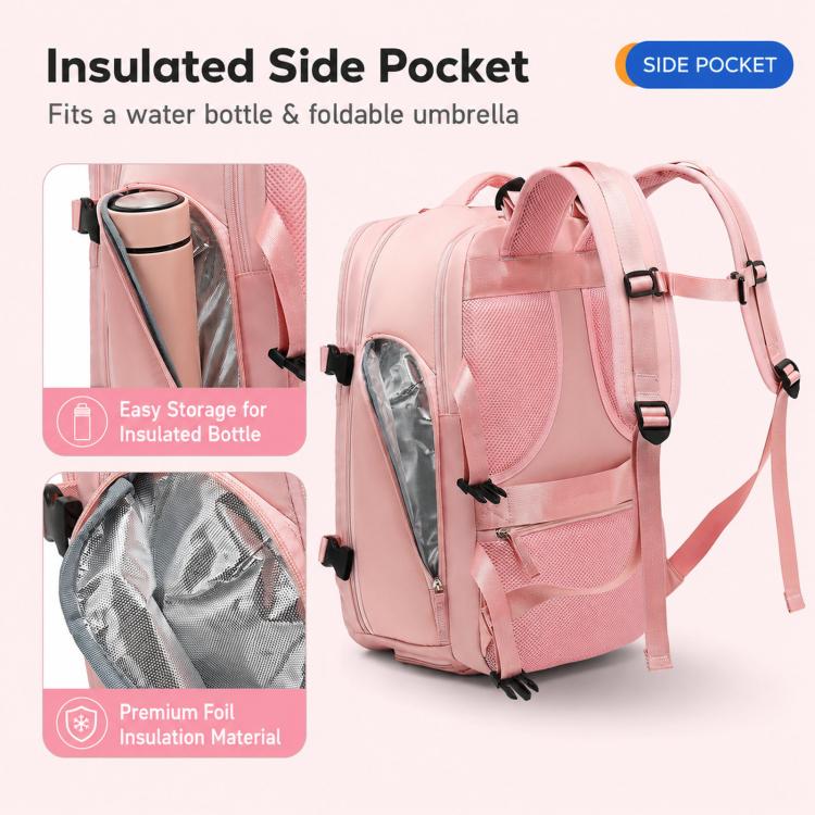 Zaino da viaggio per uomo e donna, con scomparto per laptop e porta USB, porta scarpe, separazione per indumenti bagnati/asciutti, impermeabile e di grande capacità.