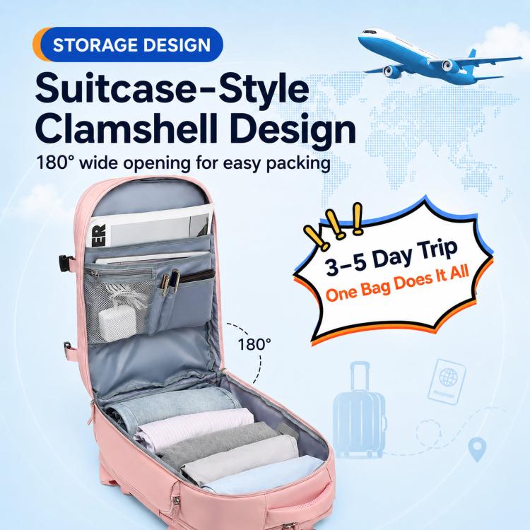 Zaino da viaggio per uomo e donna, con scomparto per laptop e porta USB, porta scarpe, separazione per indumenti bagnati/asciutti, impermeabile e di grande capacità.
