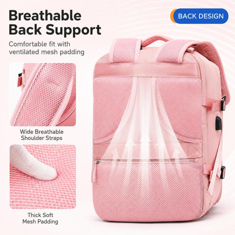 Zaino da viaggio per uomo e donna, con scomparto per laptop e porta USB, porta scarpe, separazione per indumenti bagnati/asciutti, impermeabile e di grande capacità.