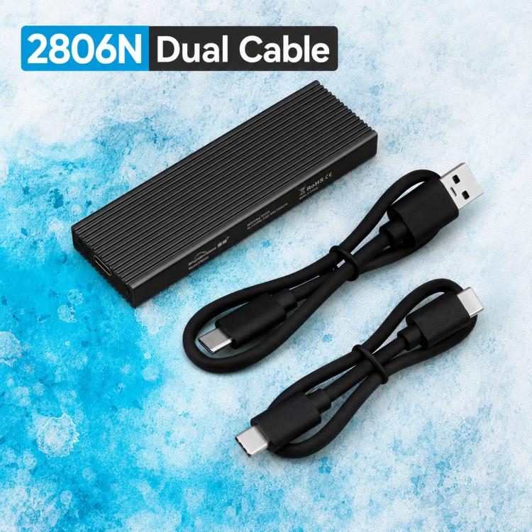 Blueendless 2806N M.2 NVMe SSD Enclosure 10Gbps Aluminum External Solid State Drive Case Portable PCIe M-Key/B&M-Key Reader, Dual Cables Included, Single Cable Included