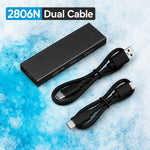 Blueendless 2806N M.2 NVMe SSD Enclosure 10Gbps Aluminum External Solid State Drive Case Portable PCIe M-Key/B&M-Key Reader, Dual Cables Included, Single Cable Included